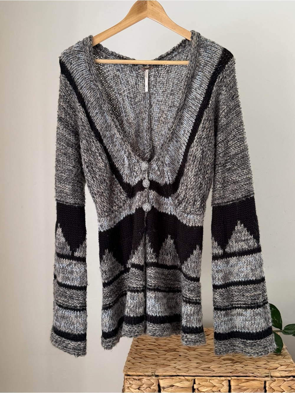 Women's FREE PEOPLE Bell Sleeve Wool Alpaca Blend Long Cardigan Sweater Small S